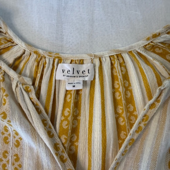 Velvet Striped Yellow and Cream Mini Dress - Picture 3 of 7